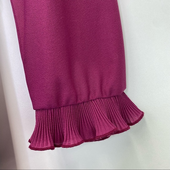 Vintage It's A Lehigh 1970s Dress Keyhole Ruffle Magenta Belted Ruffle Soft-Girl - Picture 6 of 9